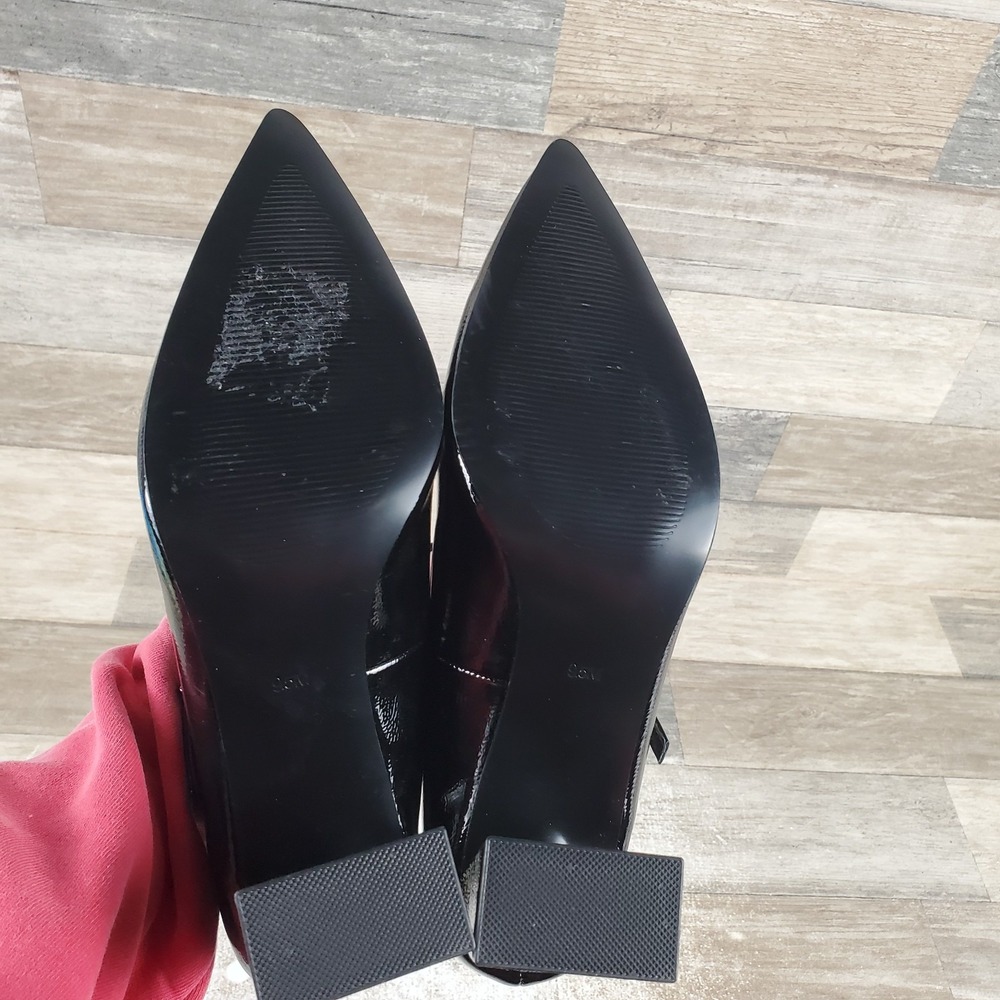 Steve Madden Arlee Womens Pumps Sz 9.5 M Black Leather Pointed Toe Block Heel - Picture 10 of 12